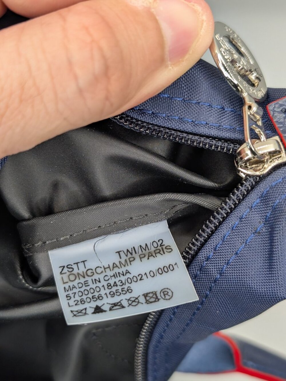 Longchamp Le Pliage Club Tote Navy Blue Short Handle Nylon Bag Authentic S/M - Picture 4 of 8